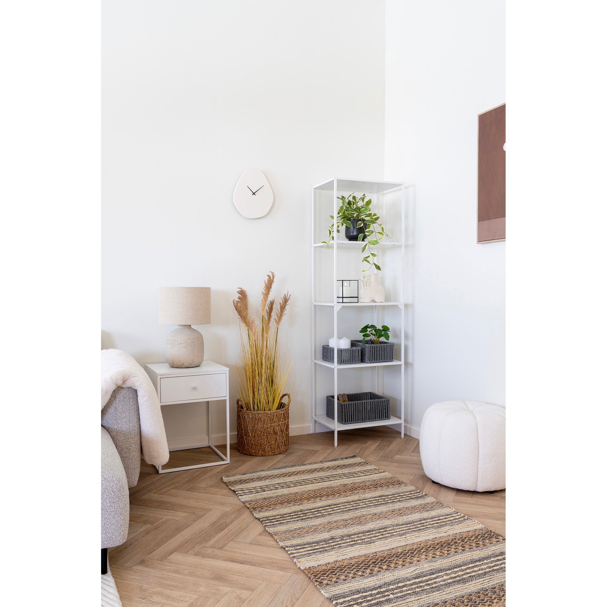 Vienna Wall Clock - Wall clock, organic from, cement, off-white, silent movement 28x33 cm