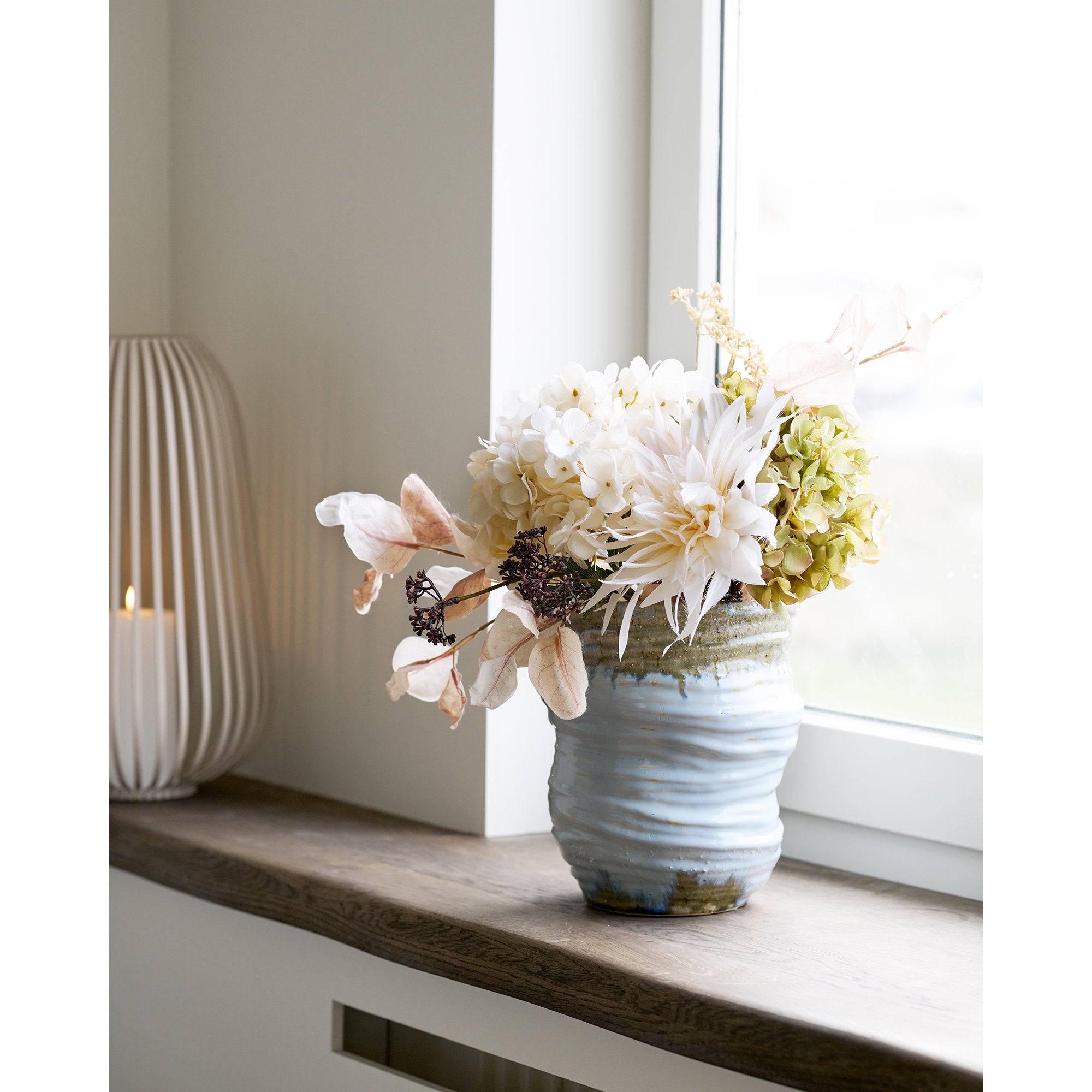 Vase - Vase, ceramic, light blue ø19,5x22,5