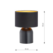 Elira black gold steel table lamp